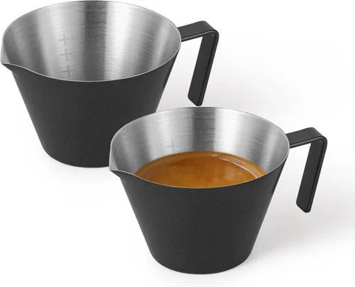 MHW-3BOMBER Paquete de 2 tazas medidoras de café expreso de acero inoxidable para café de doble tiro, accesorios para máquina de café espresso