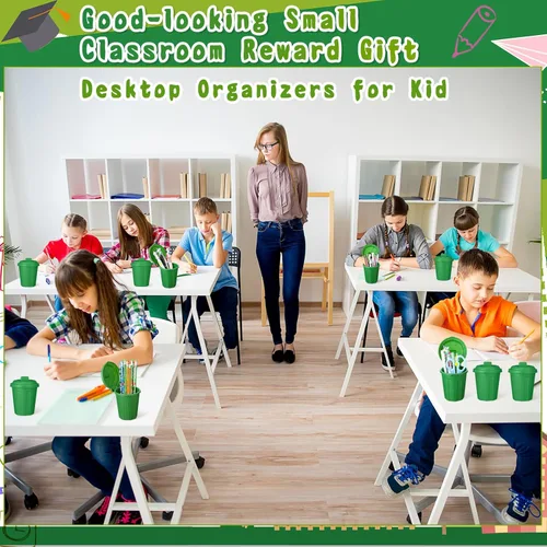 Vista 4 de Zubebe 24 mini botes de basura de juguete, pequeño cubo de basura de escritorio con tapas para basura, recuerdo de fiesta, camión de basura