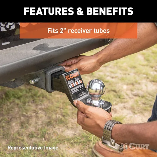 Vista 4 de CURT 45034 Soporte de enganche de remolque con bola y pasador de 1-7/8 pulgadas, se adapta a receptor de 2 pulgadas, 7,500 libras, caída de 2