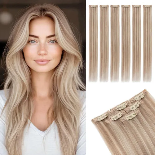 Vista 61 de Rich Choices Extensiones de cabello humano real con clip de 6 piezas, diseño de clip único, extensiones invisibles con clip para cabello corto