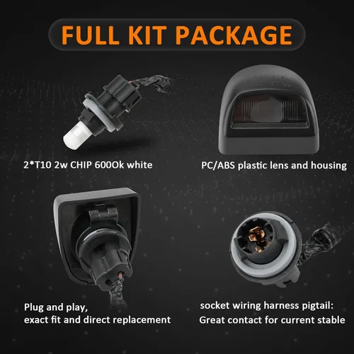 Vista 4 de Bestview Luces de Matrícula Etiqueta Lámpara Trasera con Cubierta de Carcasa Enchufe Bombillas Blancas 6000K Conjunto de Repuesto para Chevy