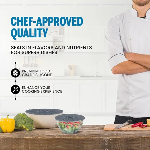 Vista 4 de Tapas de silicona para microondas, juego de 5 6, 8, 10, 12 y 14 pulgadas, cubiertas de succión para ollas, sartenes, cuencos, tazas, sartenes
