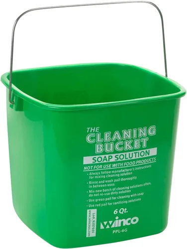 Vista 6 de Winco Cubo de limpieza de 3 cuartos de galón, solución de jabón verde