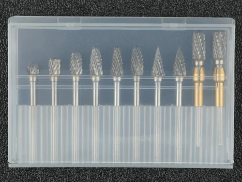 Vista 8 de Juego de 10 rebabas de carburo con vástago de 1/8 pulgadas con 2 pinzas compatibles con brocas Dremel Kit de accesorios de herramientas rotativas