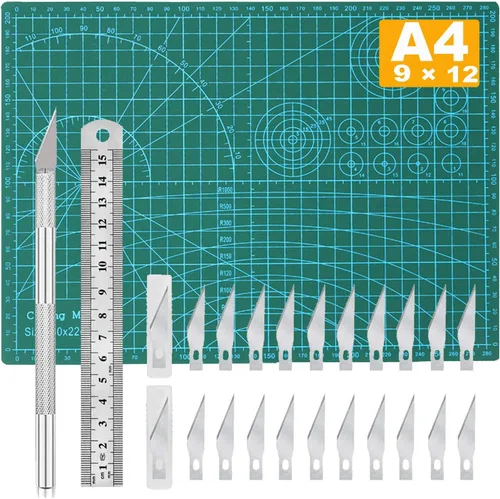 Vista 7 de Alfombrilla de Costura Autorreparable, Kit de Cuchillo de Manualidades de Tallado de Precisión Exacto para Trabajo de Arte DIY, Corte, Hobby, Rosa