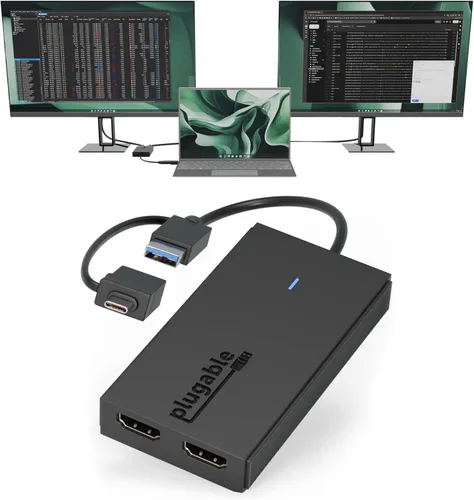 Adaptador de monitor dual Plugable para sistemas macOS M1/M2/M3/M4, Windows, ChromeOS. Amplia compatibilidad - Adaptador Thunderbolt, USB-C, USB 3.0