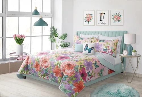 Colchas para cama doble Queen Felicity, colcha suave de verano, colcha de microfibra ligera, colcha de estilo moderno para todas las estaciones, 3