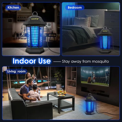 Vista 6 de GOOTOP Extractor de Insectos para Exteriores, Extractor de Mosquitos, Enchufe de 3 Puntas Eléctrico Matamoscas, Mata Mosquitos, Trampas para Moscas