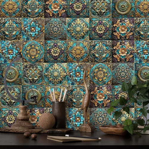 Vista 109 de Alwayspon Adhesivo para azulejos de pared moriscos para despegar y pegar, calcomanías de vinilo autoadhesivas para azulejos de cocina y baño, 4 x 4