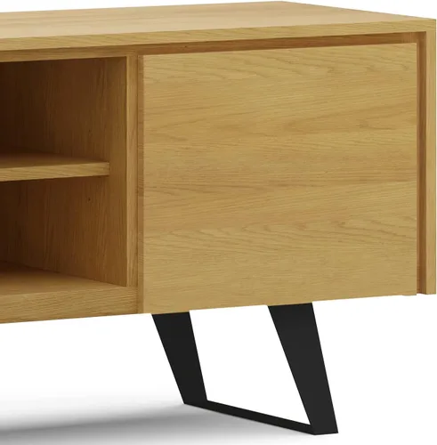 Vista 9 de SIMPLIHOME Lowry - Soporte de TV industrial moderno de 63 pulgadas de ancho en chapa de roble de madera maciza real para televisores de hasta 70