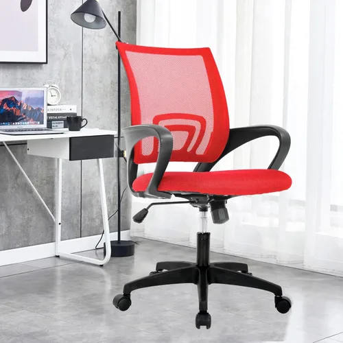 Vista 8 de Silla de oficina en casa, silla de escritorio ergonómica, silla de computadora de malla con soporte lumbar y reposabrazos, silla de trabajo Negro