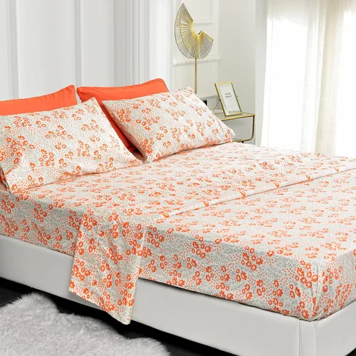 Vista 31 de American Home Collection - Juego de sábanas y fundas de almohada estampadas de 6 piezas, con 14 pulgadas de caída; sábanas de microfibra con doble