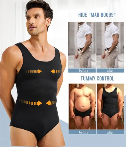 Vista 2 de TAILONG Fajas moldeadoras para hombre, con control de abdomen, de compresión, adelgazante, sin mangas, para hombre