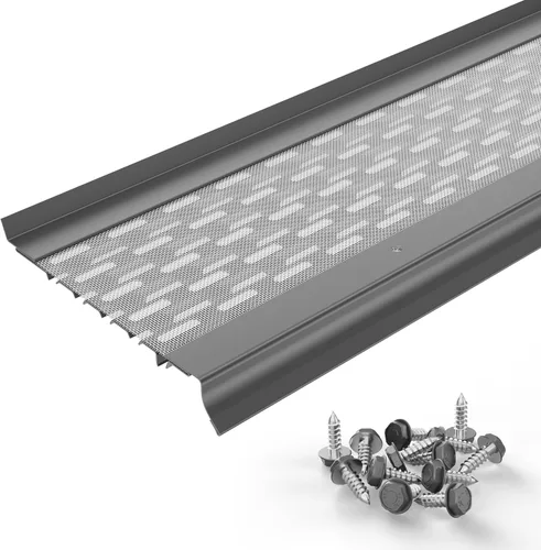 Vista 26 de Micromesh 5 pulgadas de protectores de canaleta con protección contra hojas, paquete de muestra de 1 pie, blanco, malla de acero inoxidable