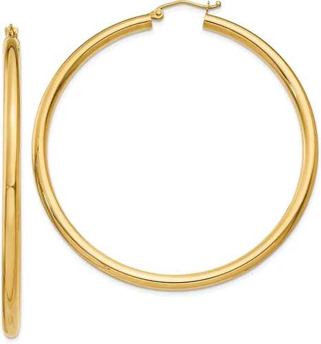 Vista 7 de Aretes de aro ligeros clásicos de 0.551 in en oro amarillo real de 14 quilates