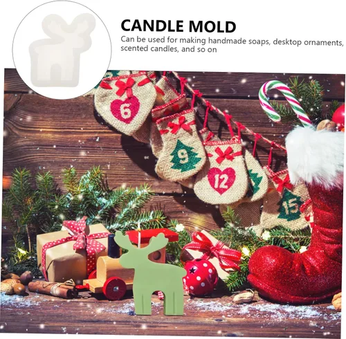 Vista 3 de TEHAUX Molde epoxi para velas de reno, suministros de fabricación de velas perfumadas, fáciles de desmoldar, para velas caseras de cera de abeja