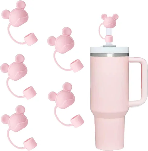 Vista 15 de Juego de 4 fundas de popote con diseño de estrella compatibles con vasos Stanley de 30 y 40 onzas, reutilizables, bonitas puntas de popote