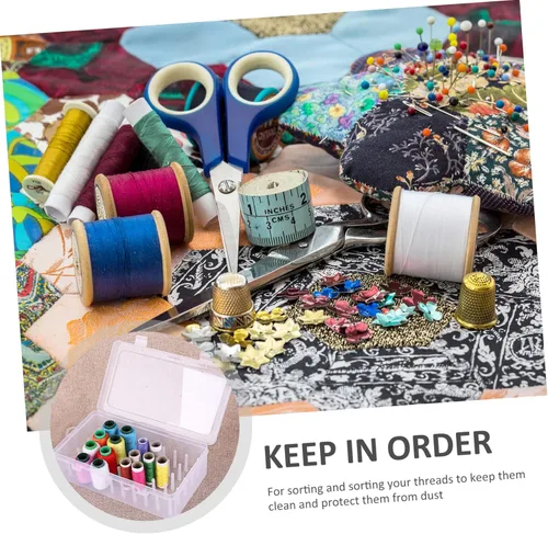 Vista 6 de COHEALI 2 unids 42 42 ranuras de gran capacidad de hilo de coser titular caja organizador para el hogar para carretes de hilo