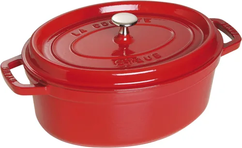 Vista 8 de Staub La Cocotte Oval 40500-236 Pico Cocotte Oval Gris 9.1 pulgadas (23 cm) Olla de hierro fundido esmaltada para Manos Izquierdas, Compatible