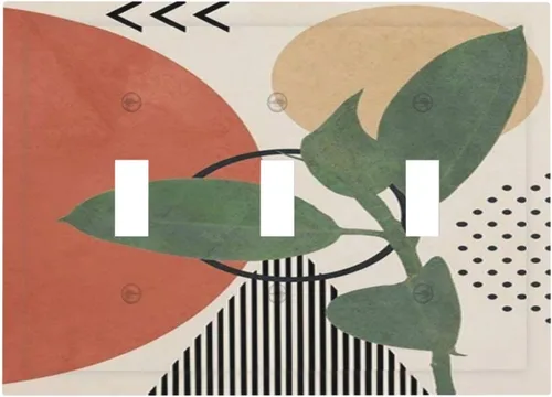 Vista 73 de Mid Century Morden Boho - Placa de pared para interruptor de luz dúplex de 1 banda, placa frontal decorativa eléctrica para receptáculo para baño