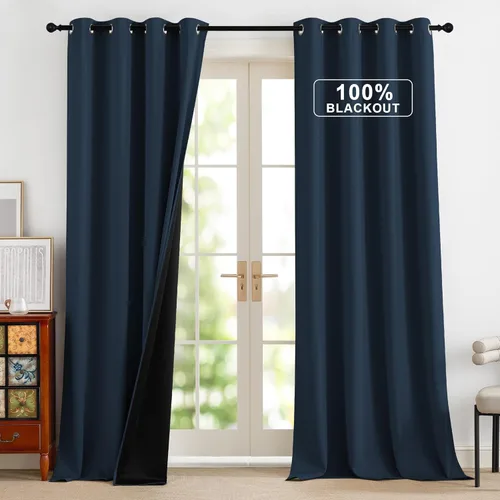 Vista 19 de NICETOWN Cortinas 100% Opacas Cortas de 36 Pulgadas de Largo para Dormitorio, Privacidad Aislamiento Térmico con Ojales Cortinas de Ventana