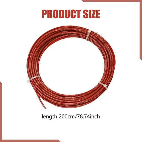 Vista 3 de Steel Wire Rope 6.56ft Professional Lightweight Heavy Duty Equipment Cable Pulley Attachments Gym Cable