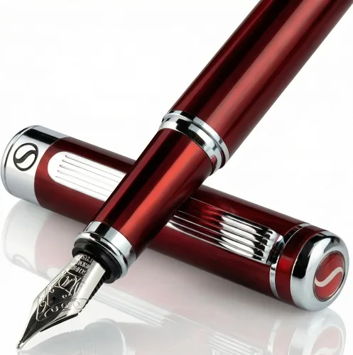 Vista 14 de Scriveiner Pluma Estilográfica de Lujo - Impresionante Pluma de Laca Negra, Acabado de Oro Real, Plumín Dorado Schmidt (Mediano), Convertidor, Mejor