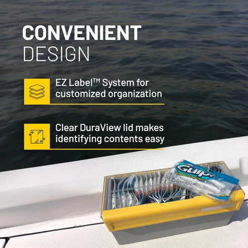 Vista 3 de Plano EDGE - Caja de plástico prémium y aparejos a granel, transparente y amarillo, resistente al óxido, impermeable, organizador de almacenamiento