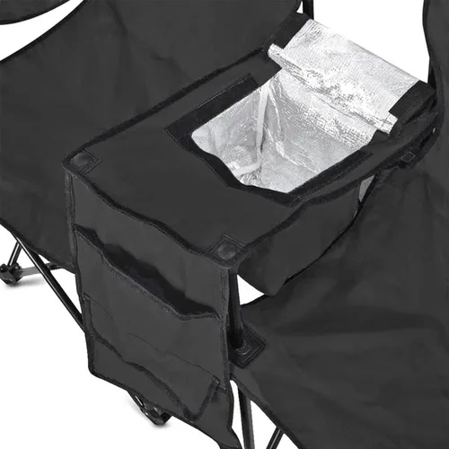 Vista 6 de GoTEAM! Silla plegable doble portátil con paraguas extraíble, bolsa más fresca y funda de transporte