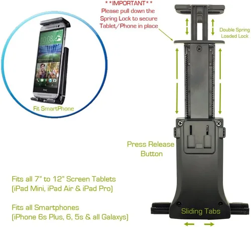 Vista 5 de AccessoryBasics EasyAdjust soporte para micrófono de platillo, apto para Apple iPad PRO Air Mini Samsung Galaxy Tab Surface Pro/Book y teléfonos