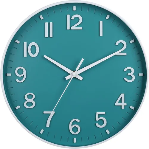 Vista 25 de HZDHCLH Reloj de pared de cuarzo moderno, funciona con pilas, 12 pulgadas, silencioso, sin tictac, números 3D, reloj redondo para pared, reloj