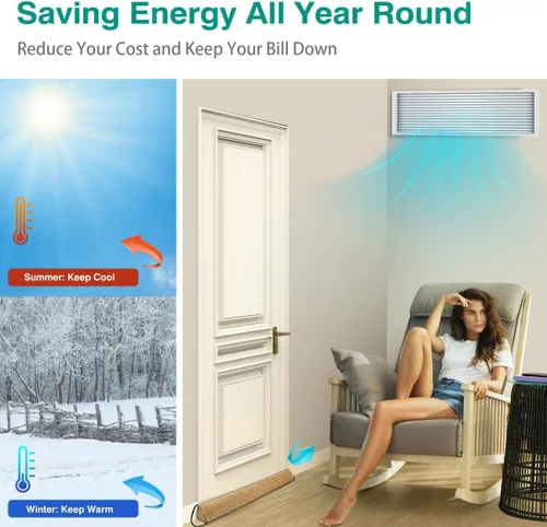 Vista 4 de Lewondr Tope de puerta de 36 pulgadas para la parte inferior de la puerta, resistente a prueba de sonido, tapones triangulares de corrientes