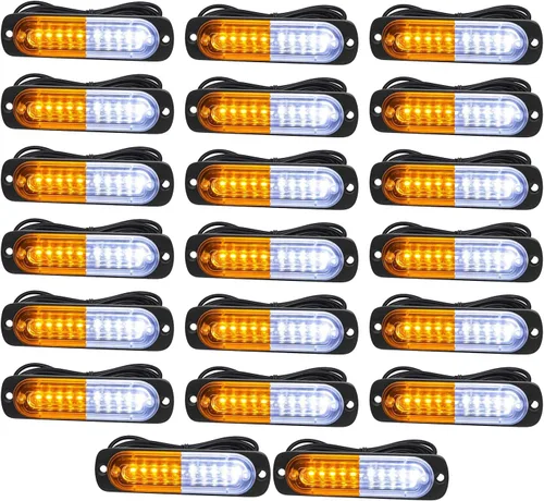 Vista 8 de Luces estroboscópicas de emergencia, montaje en superficie universal, ámbar/blanco, advertencia de emergencia, barra de luz estroboscópica