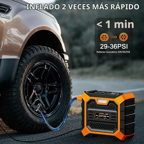 Vista 2 de Inflador de neumáticos, compresor de aire portátil DC 12 V, compresor de aire portátil con manómetro digital bomba de aire para neumáticos