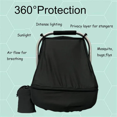 Vista 5 de Funda protectora 3 en 1 para asiento de automóvil, toldo protector para asiento de automóvil con cubierta de privacidad para niños y niñas, redes