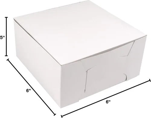 Vista 6 de O'Crème Cajas para Pasteles – Cajas de Panadería Blancas – Contenedores para Pastelería de 6 x 6 x 5 Pulgadas – Cajas de Panadería Kraft