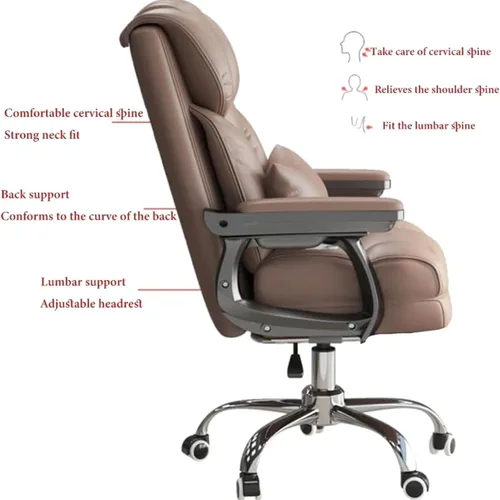 Vista 2 de Ergonomic Office Chair with Footrest, High Back PU Leather Executive Computer Chair with 135° Backrest and Lumbar Support for Home Desk Task, Easy