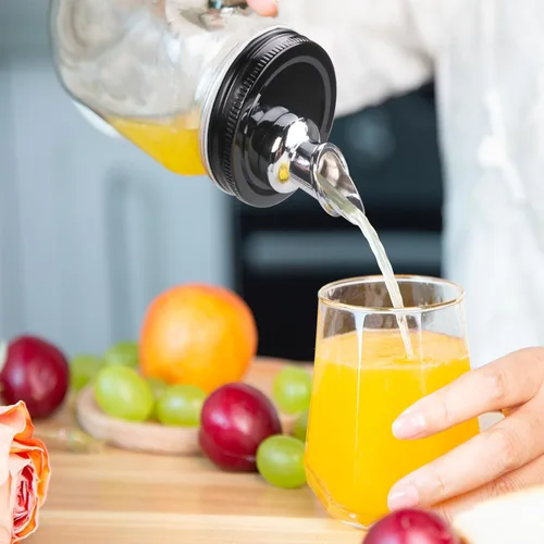 Vista 2 de Paquete de 2 boquillas de flujo libre para tarro Mason Jar, boquillas de flujo libre, tarro de masón para boquilla, tamaño de boca regular