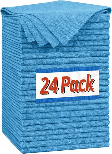 Vista 25 de FIXSMITH Paño de Limpieza de Microfibra - Paquete de 48, Toallas de Limpieza Multifuncionales, Tamaño: 12 x 16 pulgadas, Trapos de Limpieza