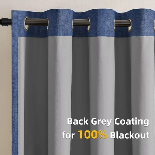 Vista 131 de CUCRAF - Juego de 2 paneles de cortinas de ventana con oscurecimiento total del 100%, de 54 pulgadas de largo, con aspecto de lino falso, cortinas