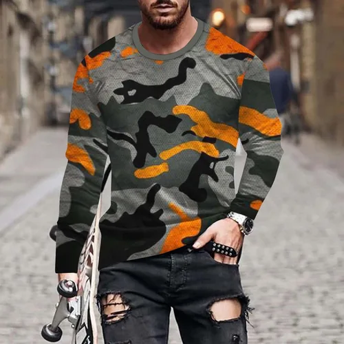 Vista 2 de Airsoft Print Pullover For Men Outdoor Quick Dry Tactical Shirts Casual Long Sleeve 3D Pattern Gym Sport Sweatshirt