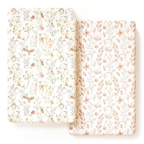 Vista 9 de GRSSDER Juego de 2 sábanas elásticas para cuna para bebé, ultra suaves, universales, se adaptan a la mayoría de las almohadillas de colchón de cuna