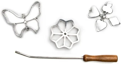 Vista 3 de Fox Run Juego de hierro rosetón con asa, aluminio fundido, mariposa, flor y trajes de tarjetas