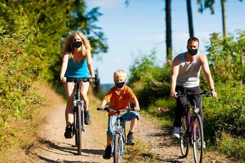 Vista 5 de Forno Paquete de 3 cubrebocas unisex, algodón negro, lavable, tela de algodón reutilizable