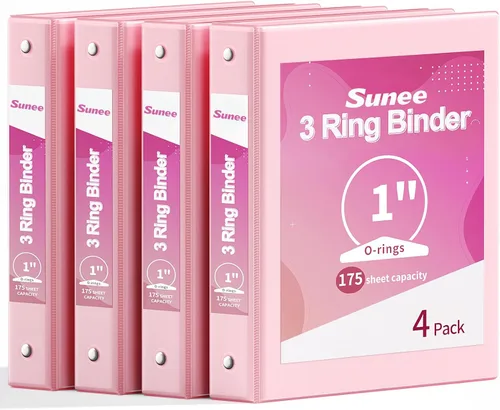 Vista 34 de SUNEE - Archivadores de 1/2 pulgada con 3 argollas, paquete de 4, argollas de media pulgada delgadas con vista transparente, sin PVC