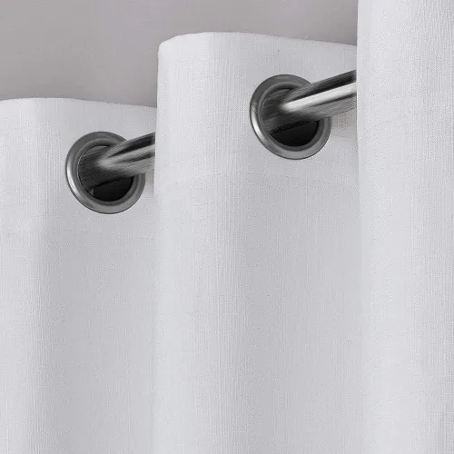 Vista 3 de Exclusive Home - Par de paneles de cortinas opacas con ojales en la parte superior, de lino texturizado, 54 x 96 pulgadas, blanco invierno