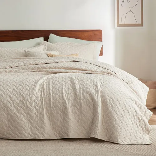 Vista 95 de Bedsure Colchas de tamaño Queen – Colchas ligeras tamaño Queen con patrón de tejido de canasta, ropa de cama suave, edredón de rosa polvorienta