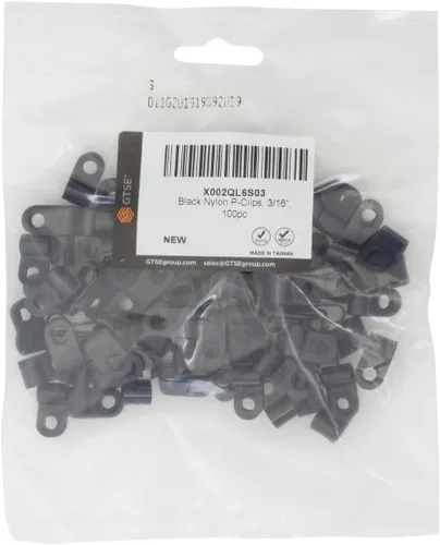 Vista 5 de GTSE Abrazaderas de cable de plástico de nailon negro, soportes de tornillo de 3/16 pulgadas para cable, cuerda, gestión de tubos, paquete de 100