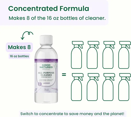 Vista 5 de Good Natured Brand Limpiador concentrado multiusos 8 onzas hace 128 onzas Aceite esencial de lavanda 16 veces limpiador natural concentrado