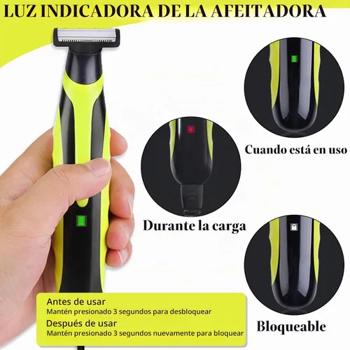 Vista 2 de INVODA Afeitadora eléctrica y recortadora de barba para hombre, afeitadora recargable en húmedo y seco con 3 protectores de precisión, protector